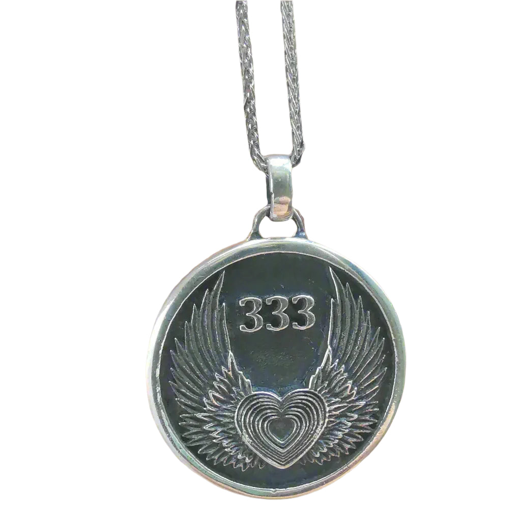 333 ANGEL STERLING SILVER MEDALLION & CHAIN