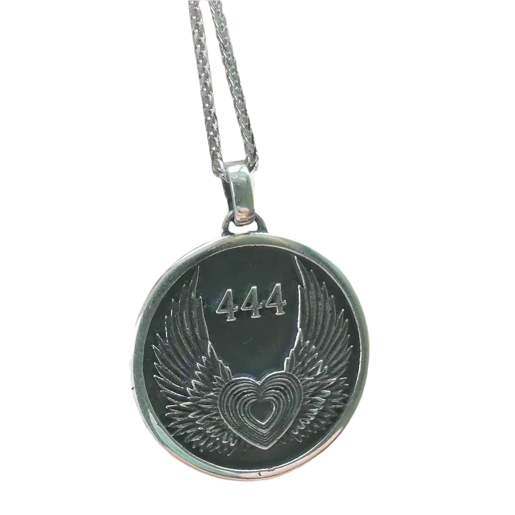 444 ANGEL STERLING SILVER MEDALLION & CHAIN