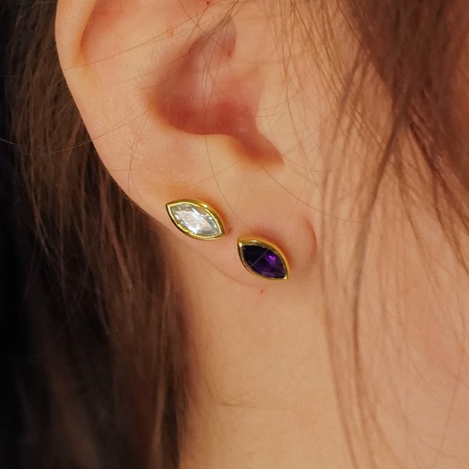 My Archetype Eye Amethyst & 18kt Yellow Gold/Sterling Silver Stud Earrings