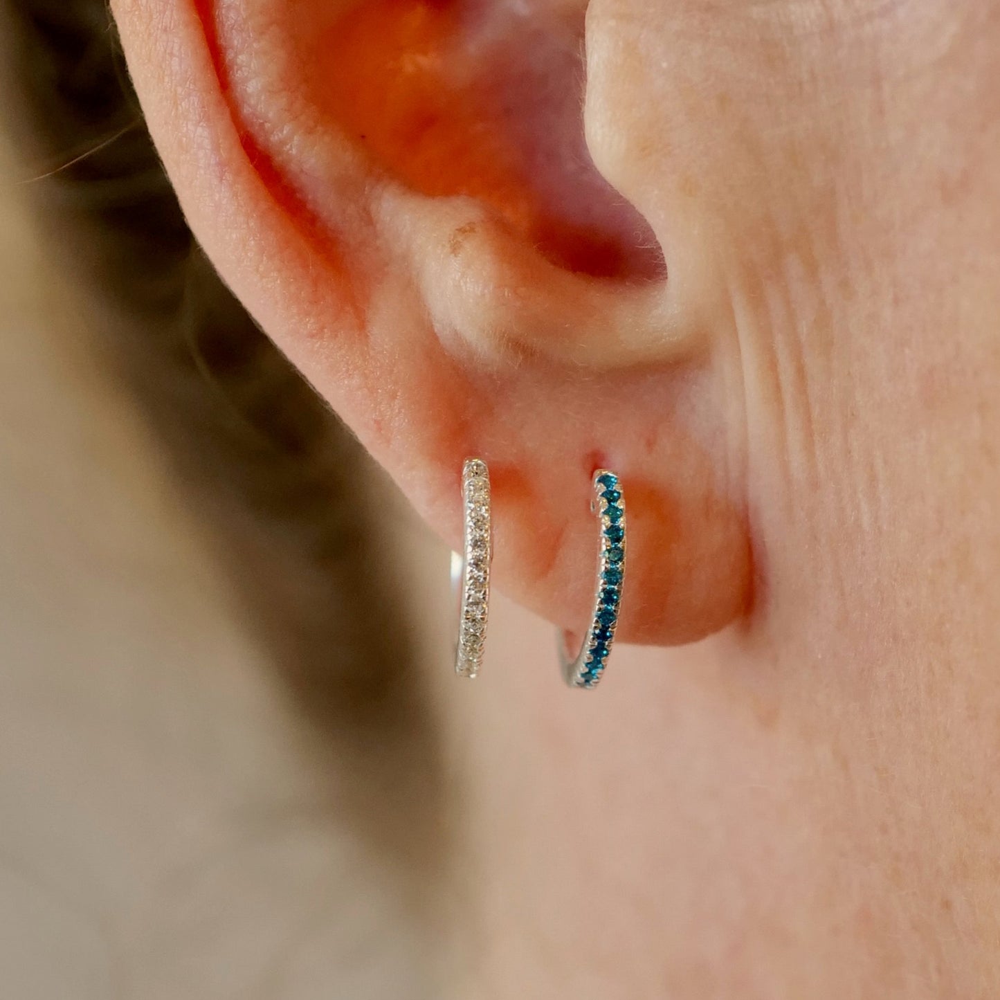 My Archetype White Zircon Mini Pave Huggies Sterling Silver Stud Earrings