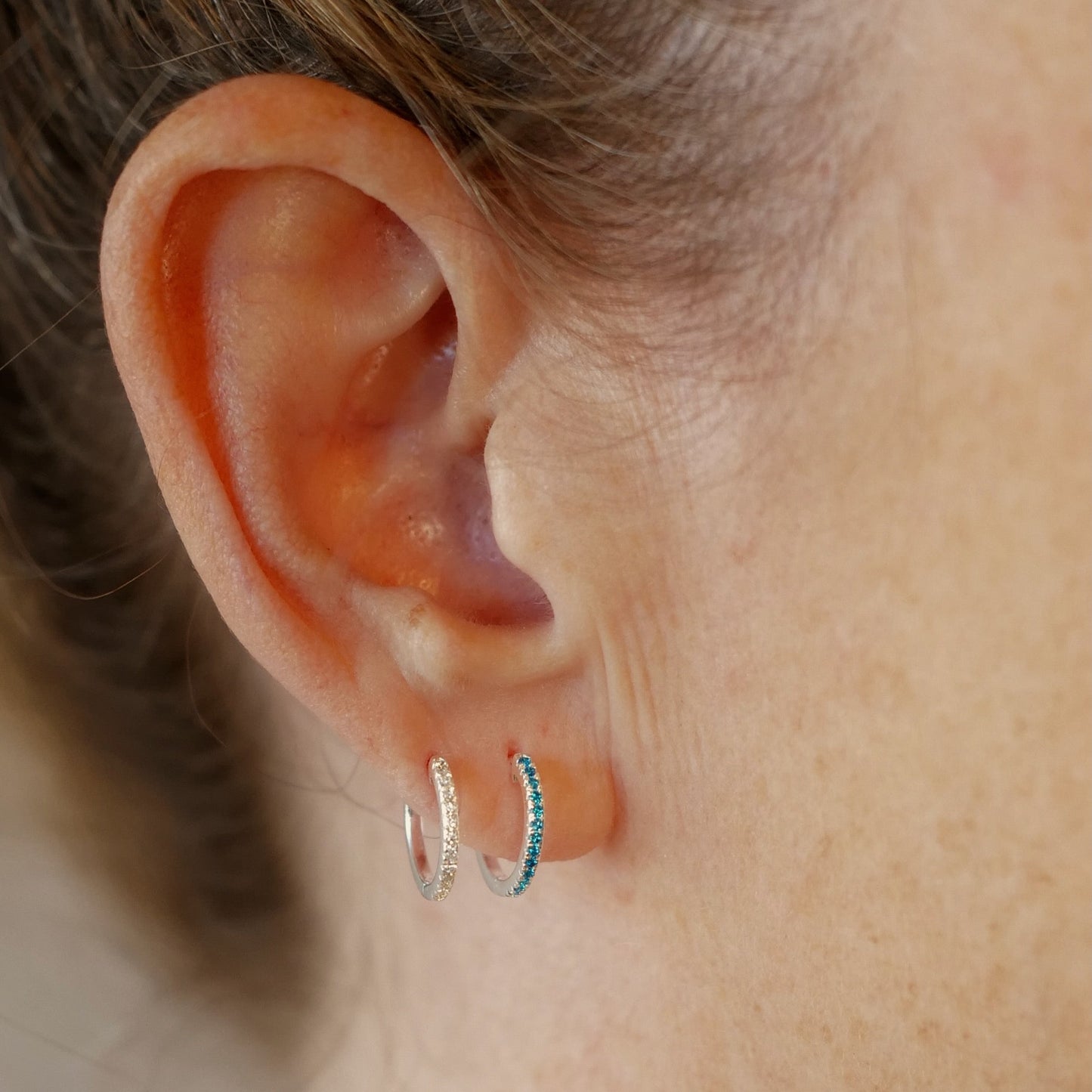 My Archetype Blue Zircon Mini Pave Huggies Sterling Silver Stud Earrings