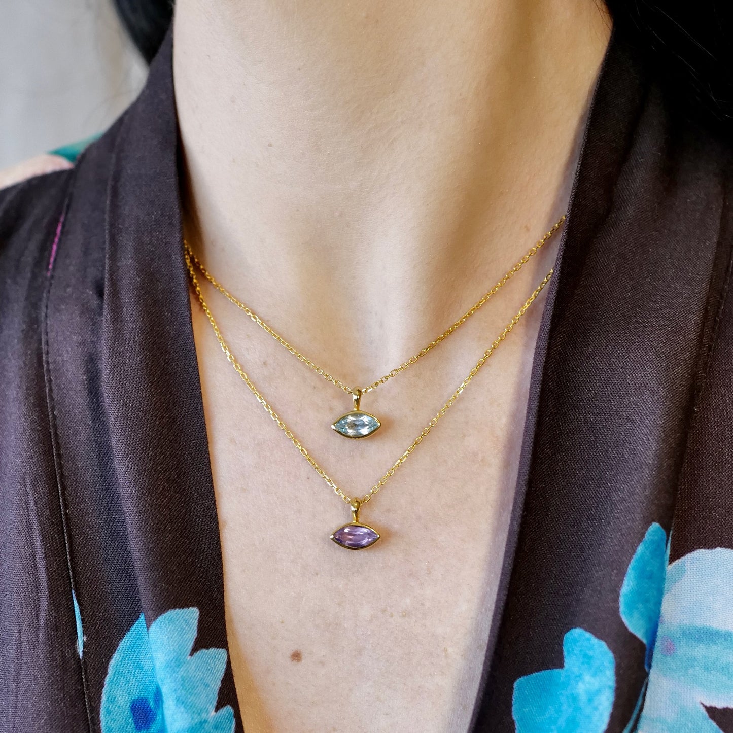My Archetype Eye Blue Topaz & 18kt Yellow Gold/Sterling Silver Necklace