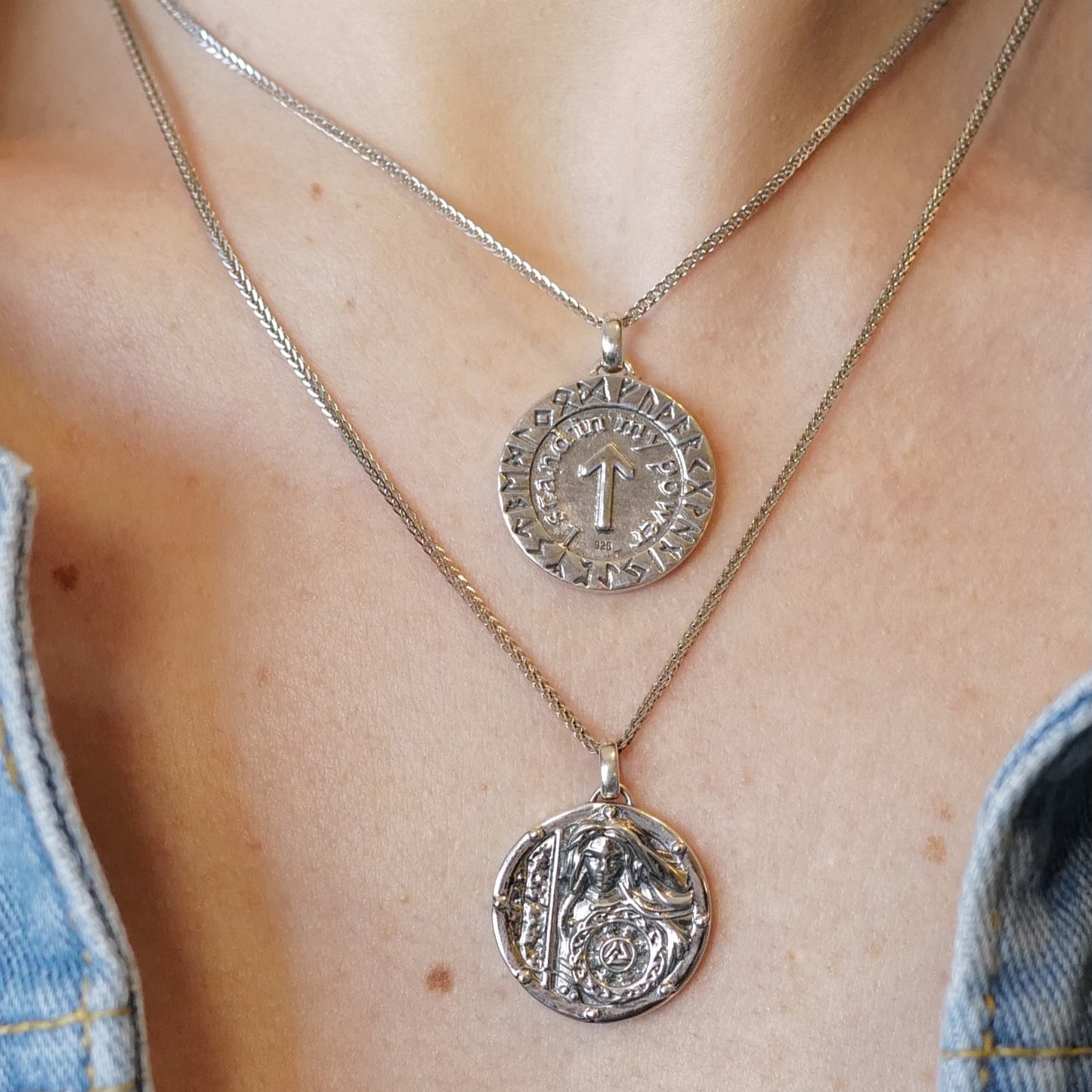 WARRIOR WOMAN TALISMAN MEDALLION & CHAIN IN STERLING SILVER