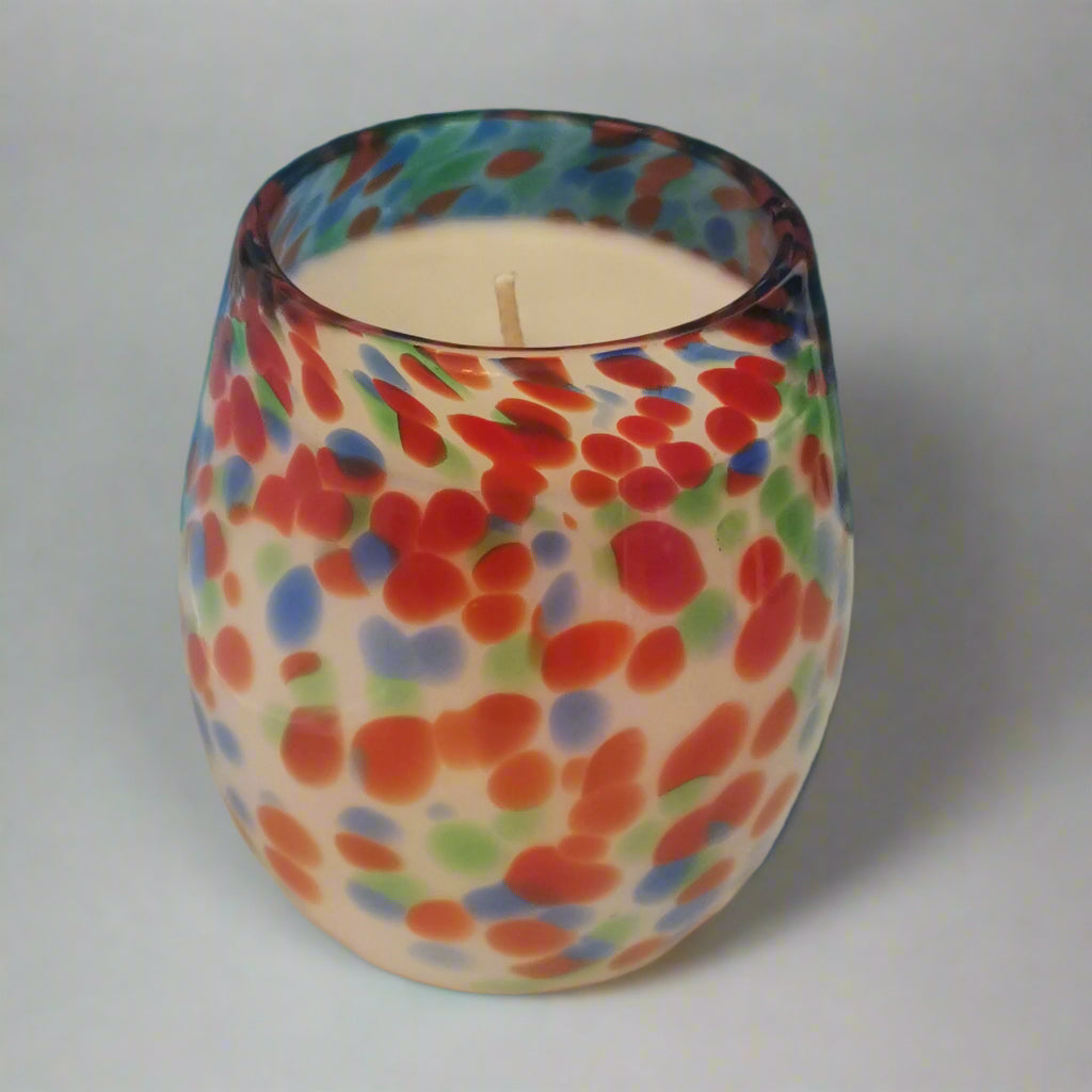 Multi-colour Glass Soy Candle in Lime & Sandalwood
