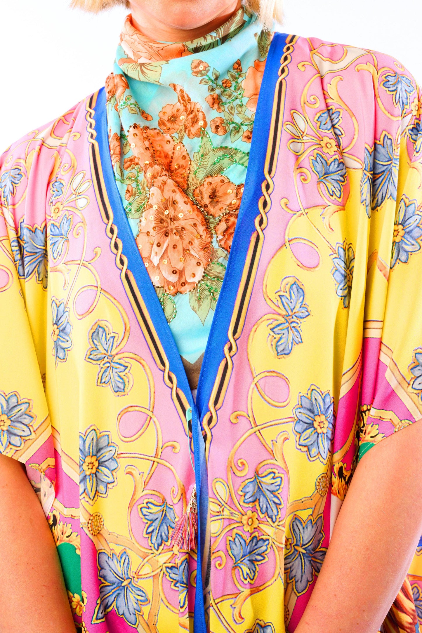 Jianna Kimono: Pink/Yellow Combo / One Size