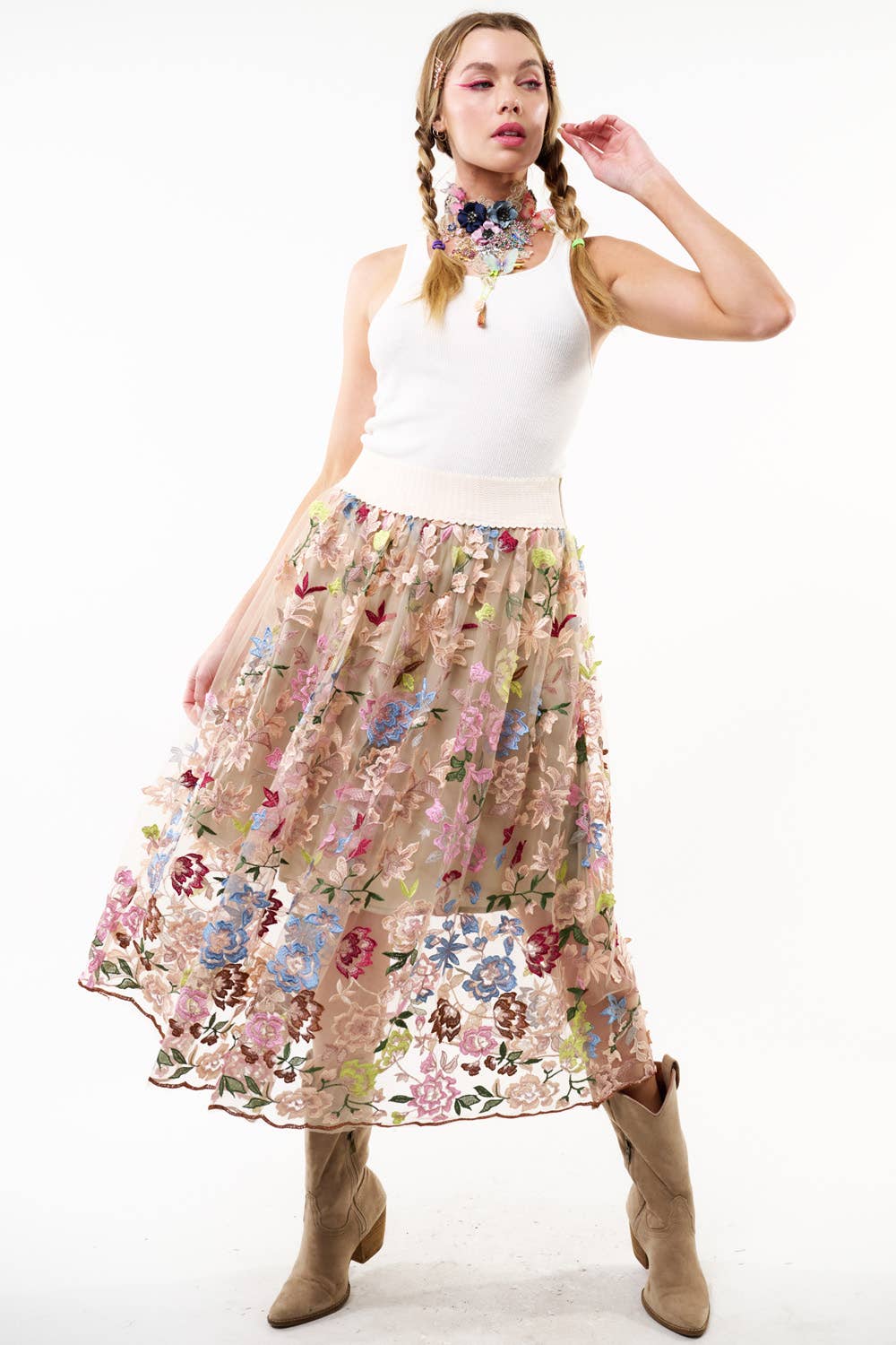 Roman Holiday Skirt: Ivory / Size Small