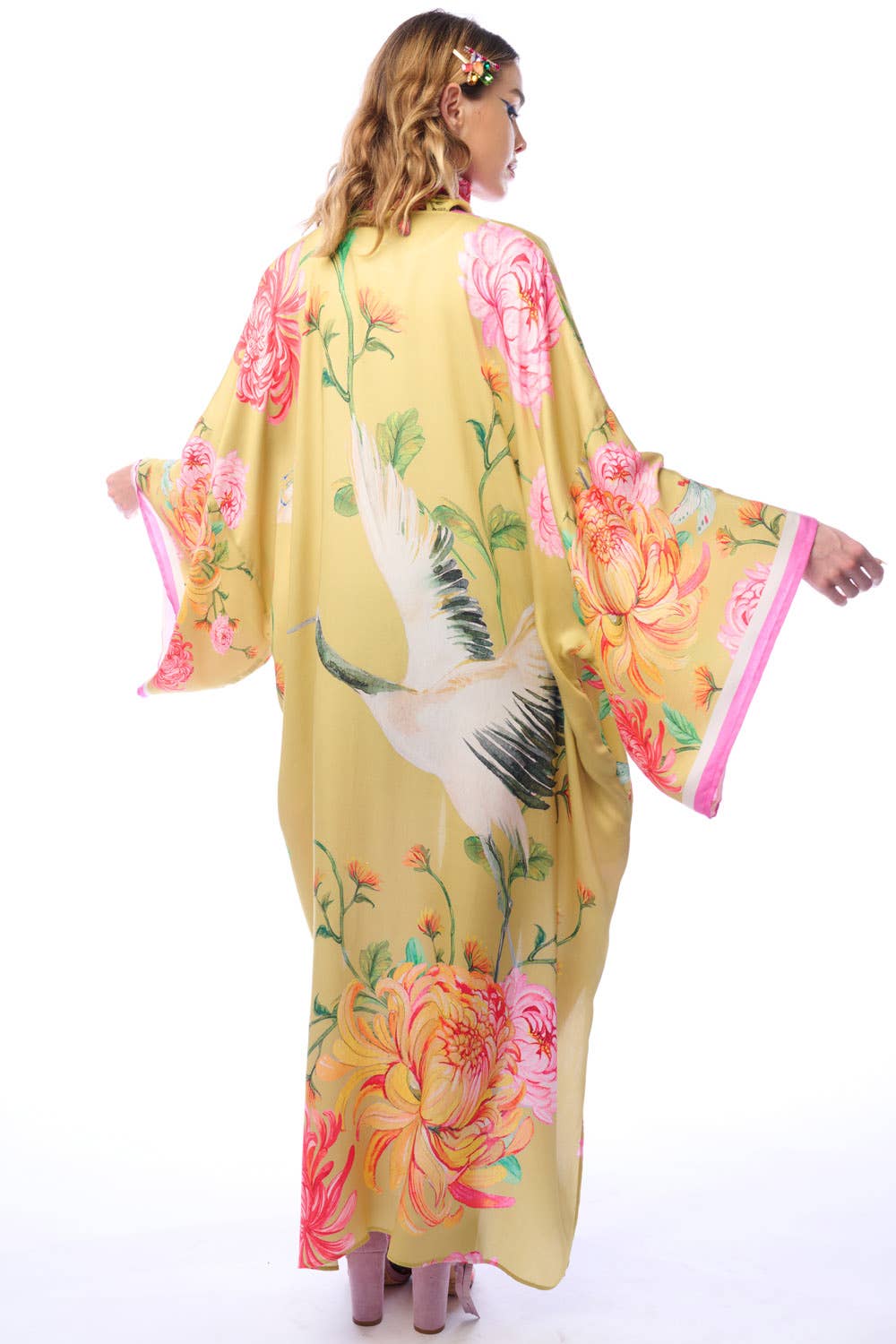 The Legend Of The Crane Maxi Kimono: Mustard / One Size