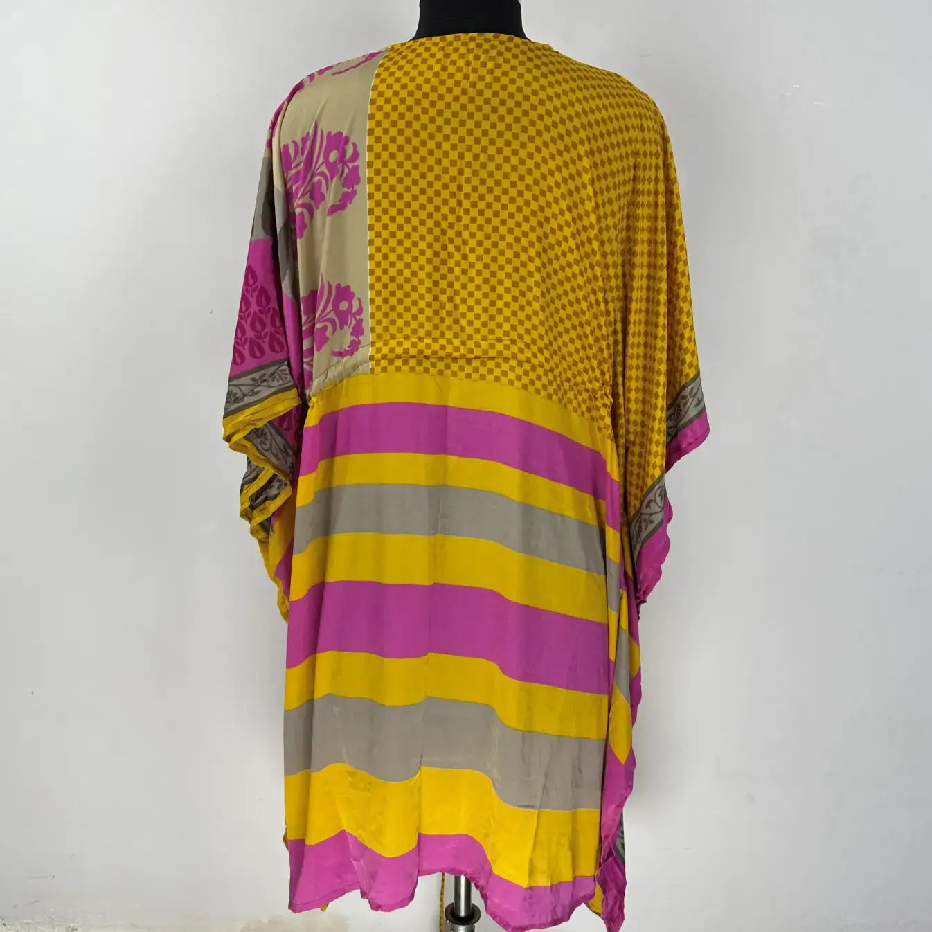 Recycle Sari Short Kaftan Resort Wear Caftan Beach Cover Up