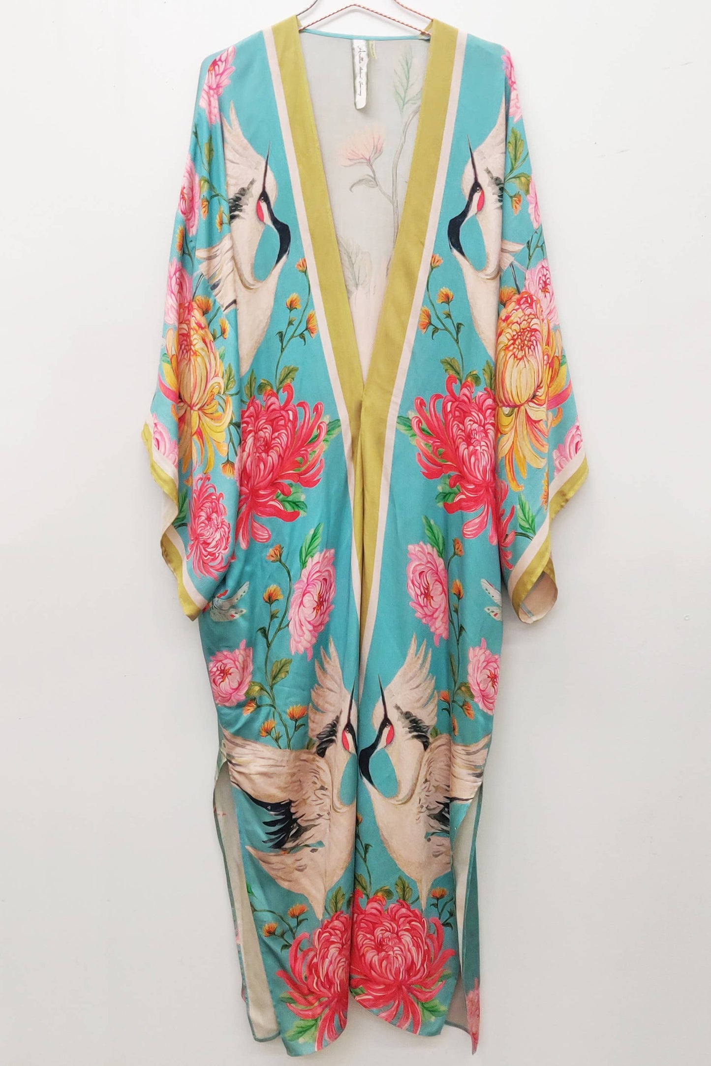 The Legend of the Crane Maxi Kimono / Topper : Vintage Emerald / One Size
