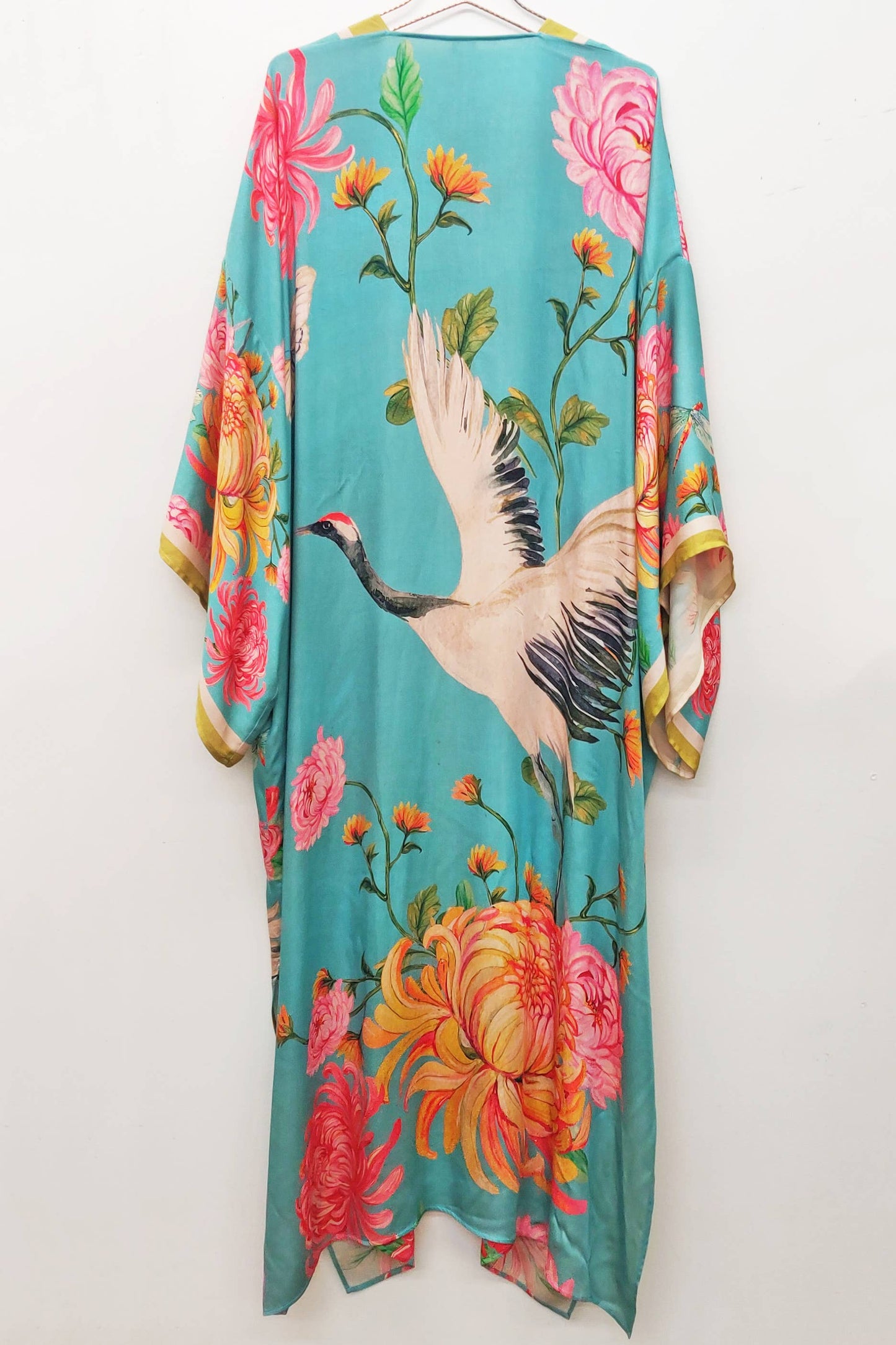 The Legend of the Crane Maxi Kimono / Topper : Vintage Emerald / One Size