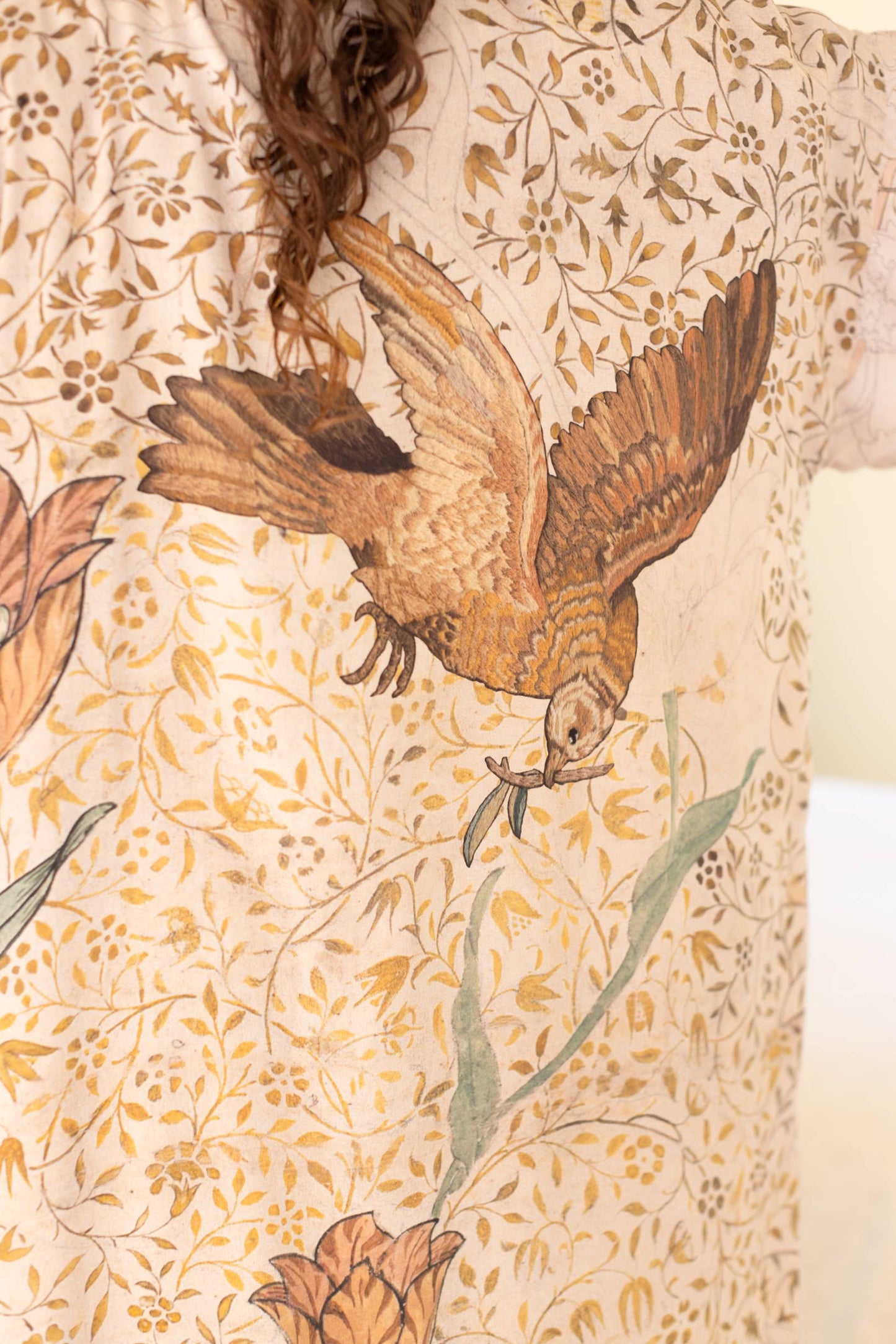 Folklore Opera Duster Bamboo Kimono Robe w/ Bird of Peace