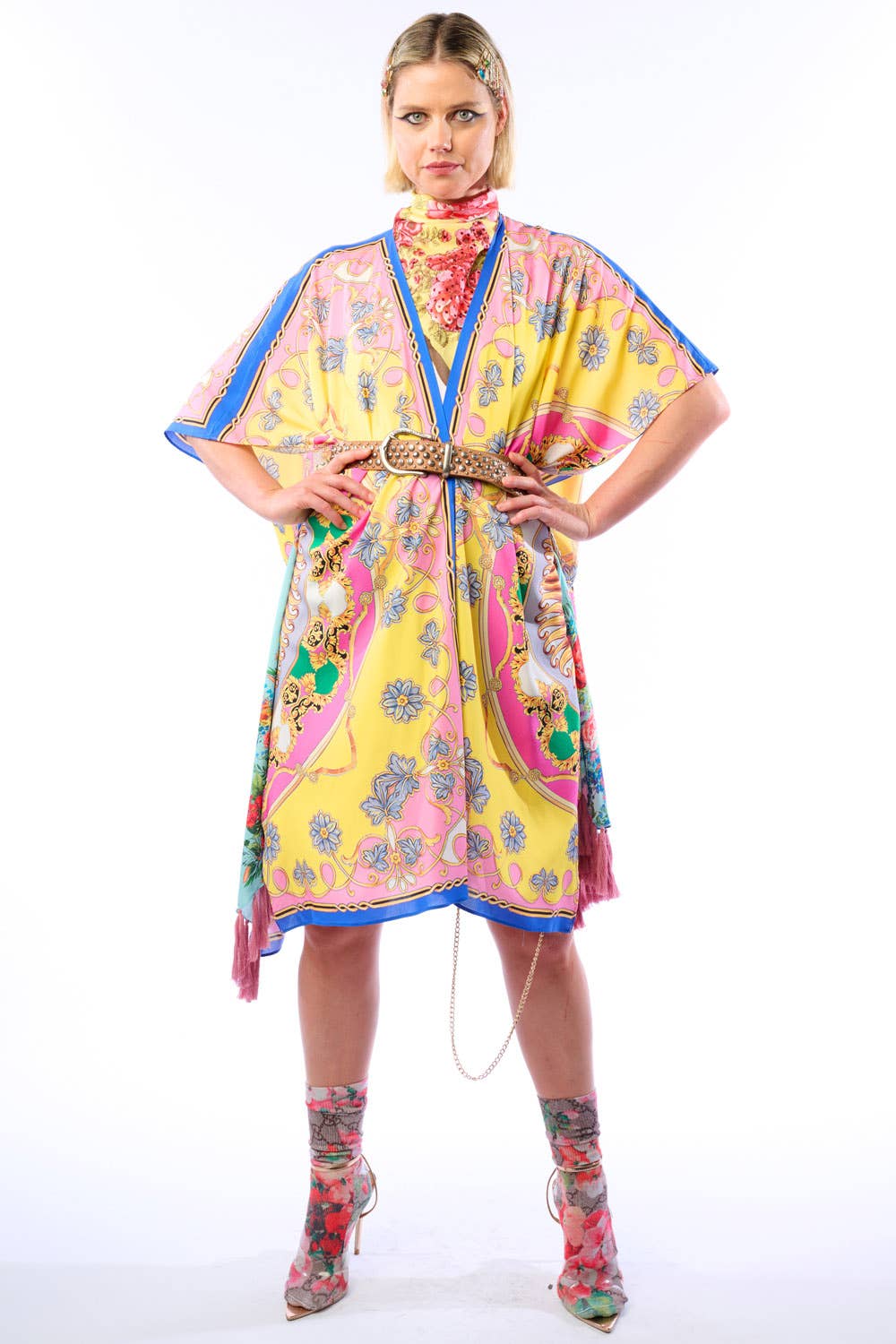 Jianna Kimono: Pink/Yellow Combo / One Size