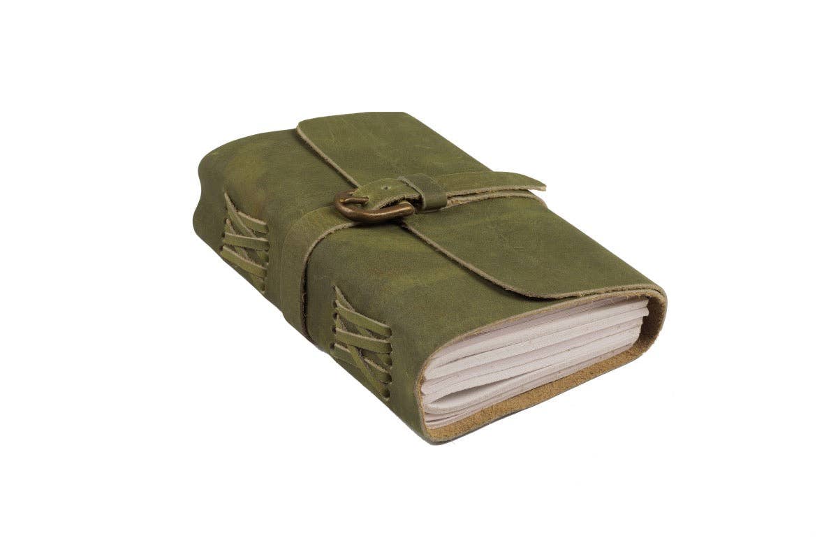 Leather Journal-Buckle-A6: Charcoal / A6-Lined