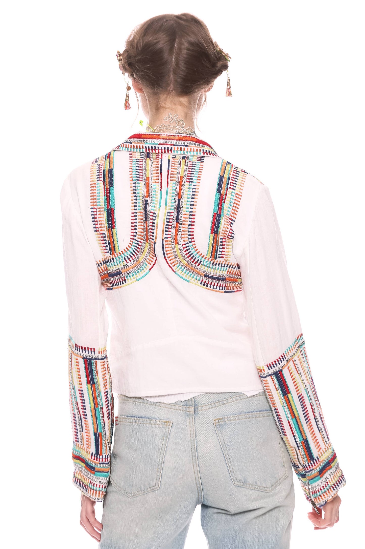 Crafted Lily Motorcycle Jacket: Off White / Size Small