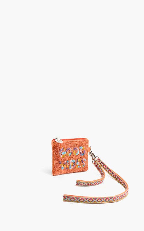 Good Vibes Hand Beaded Coin Bag