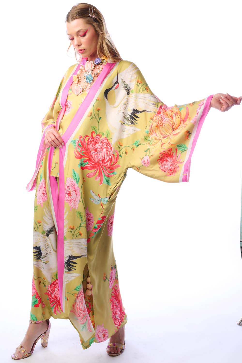 The Legend Of The Crane Maxi Kimono: Mustard / One Size