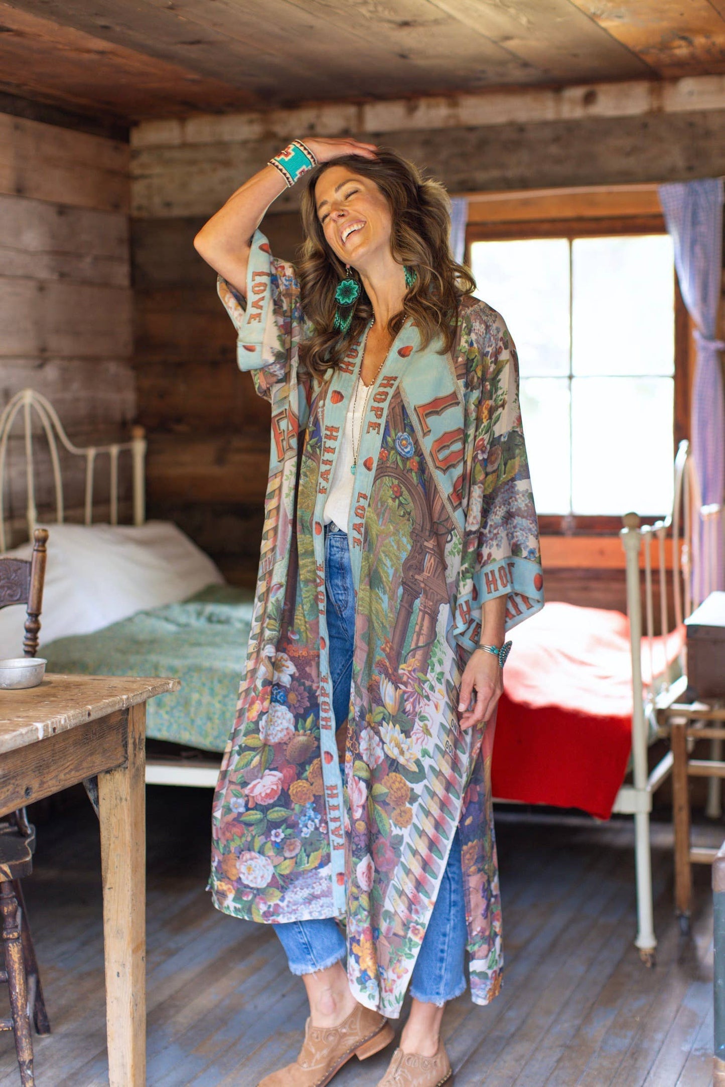Love Language Opera Duster Kimono Robe w/ Faith, Hope
