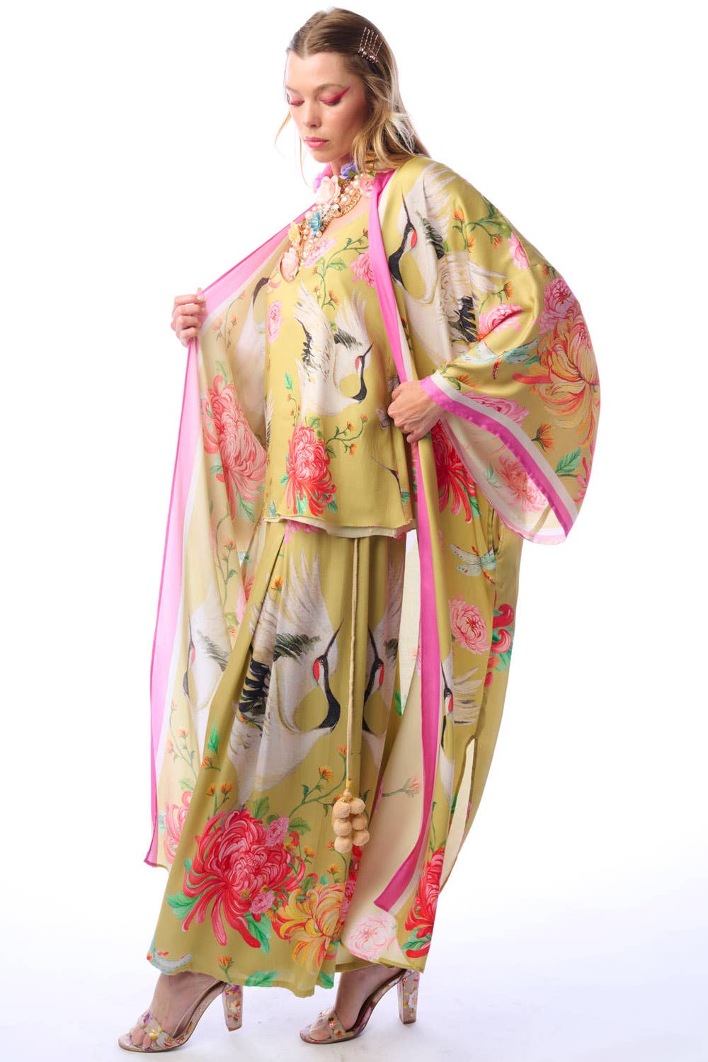 The Legend Of The Crane Maxi Kimono: Mustard / One Size