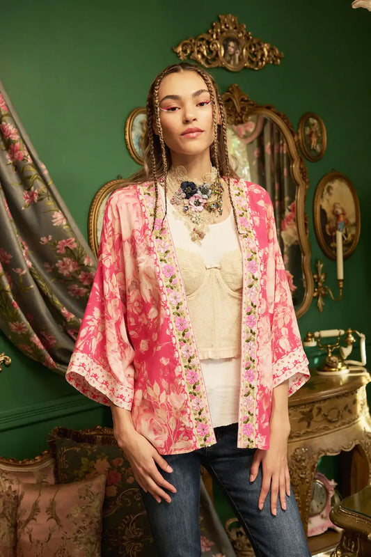 Fairy Rose Kimono: Fuchsia Rose / One Size