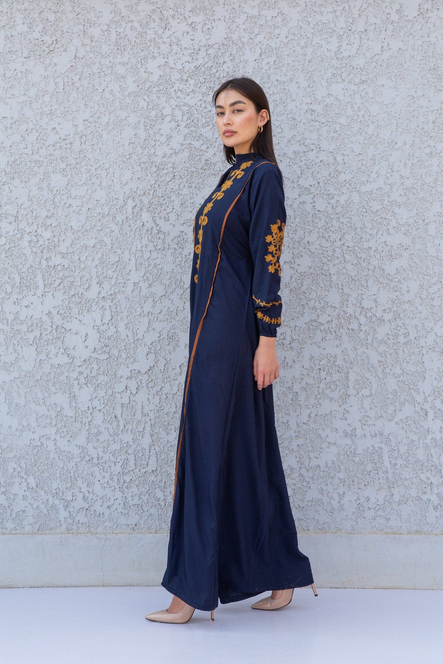 Beautiful navy blue embroidered Kaftan maxi dress, Egyptian Cotton, Made in Egypt, Kaftan maxi, Cotton Kaftan women, Kaftan, Chic embroidered Kaftan, Egyptian cotton: One Size fits S/M/L
