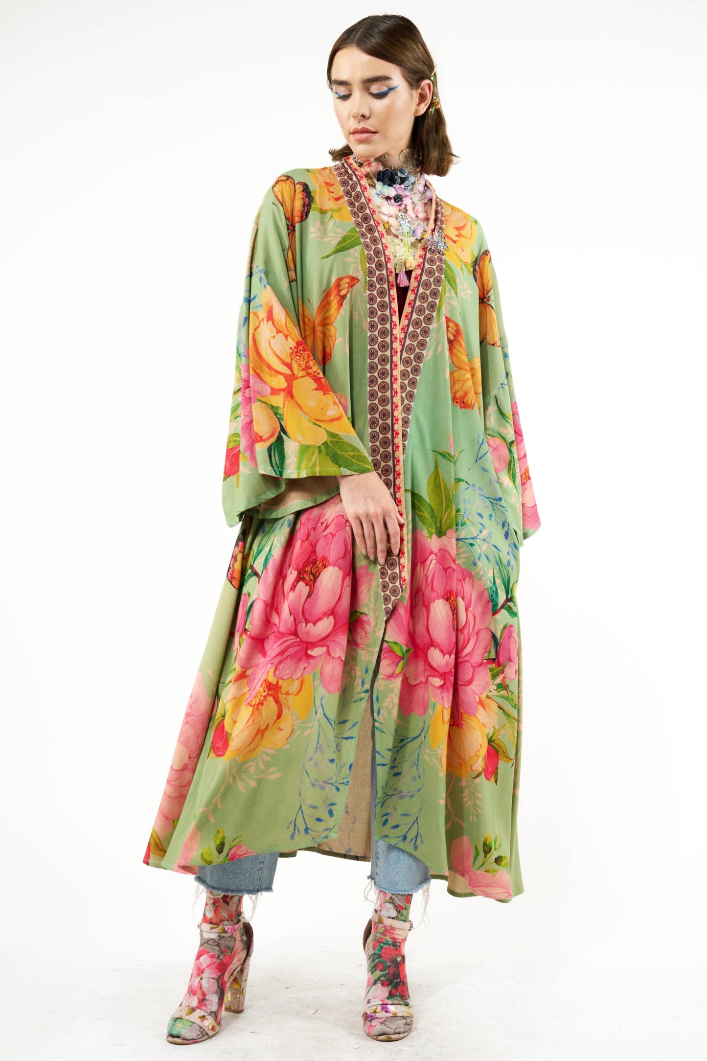 Primavera Kimono / Duster: Vintage Teal / One Size