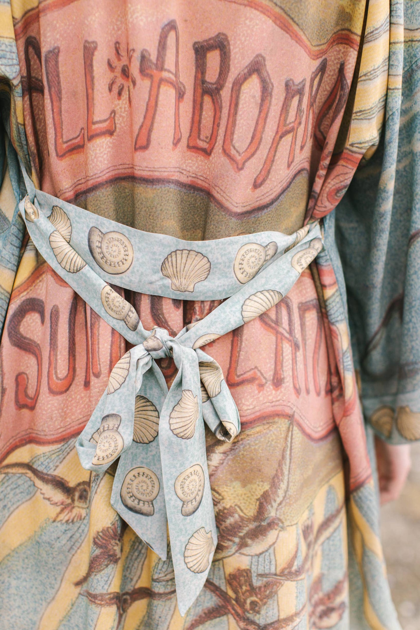 Sunrise Lands Matinée Duster Bamboo Kimono w Ocean midlength