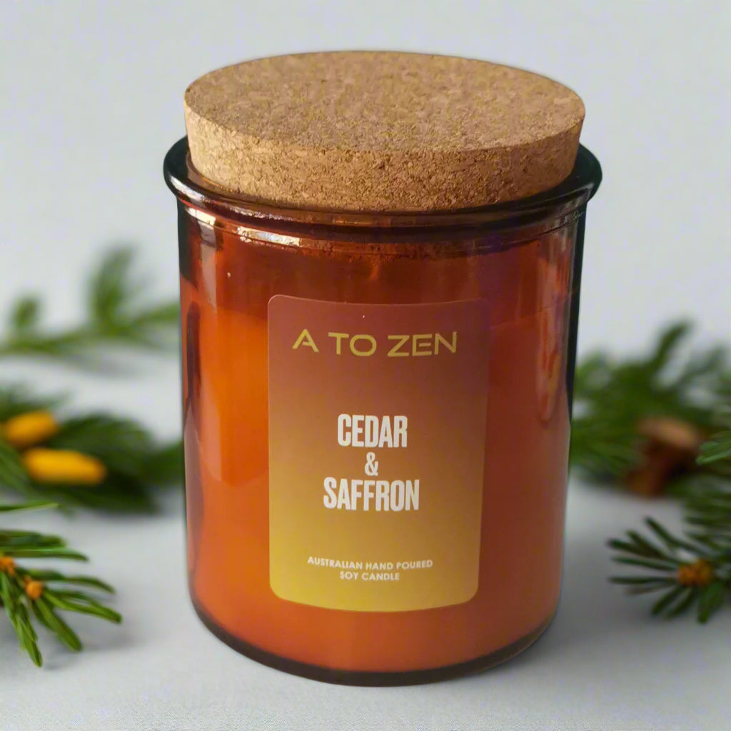 Cedar & Saffron Soy Candle -Medium