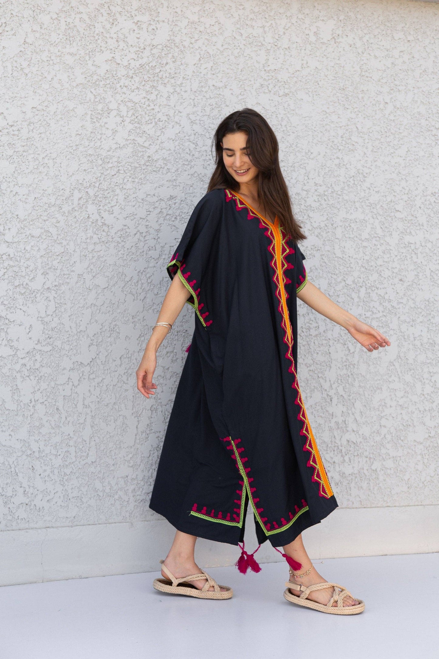 Dark Blue Egyptian Cotton Kaftan