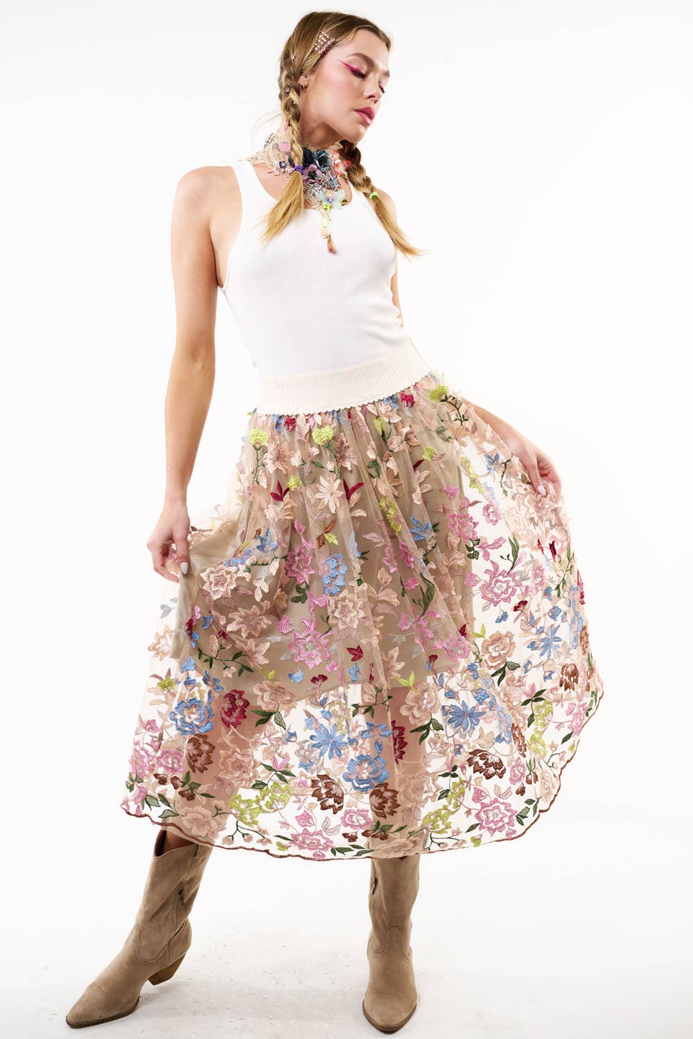 Roman Holiday Skirt: Ivory / Size Small