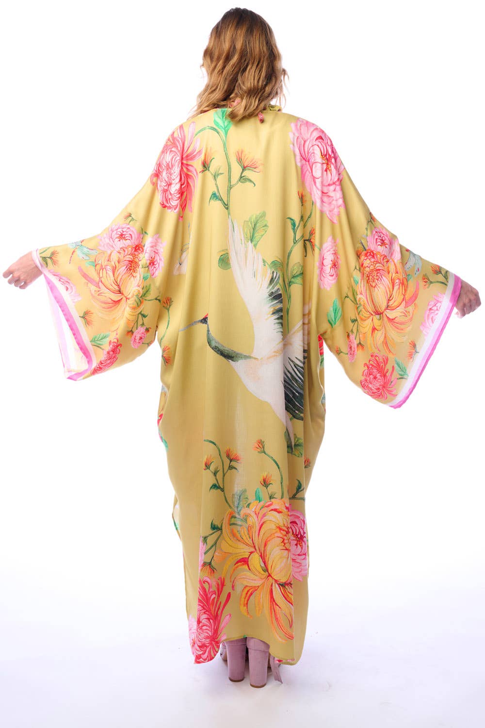 The Legend Of The Crane Maxi Kimono: Mustard / One Size