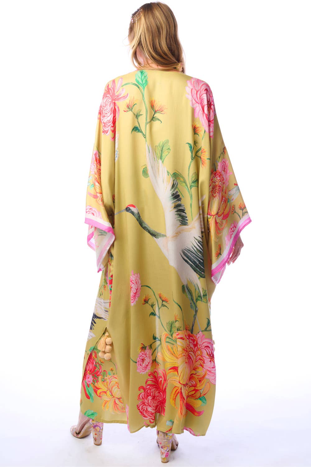 The Legend Of The Crane Maxi Kimono: Mustard / One Size