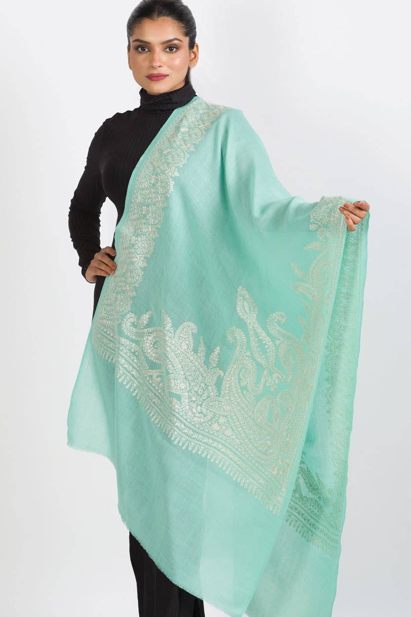 Embroidered Wool Shawl
