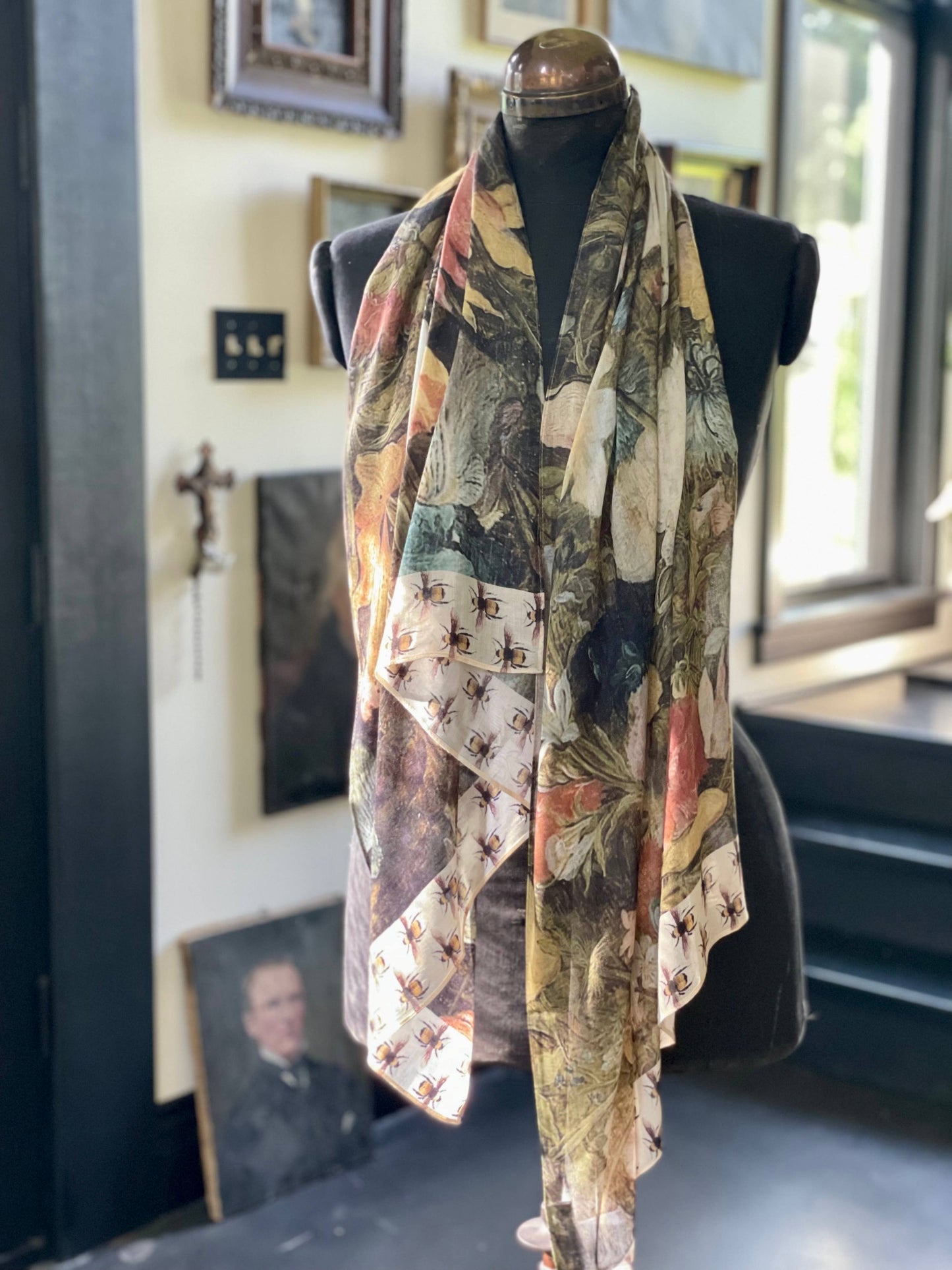 I Dream In Flowers Bohemian Scarf with Bees