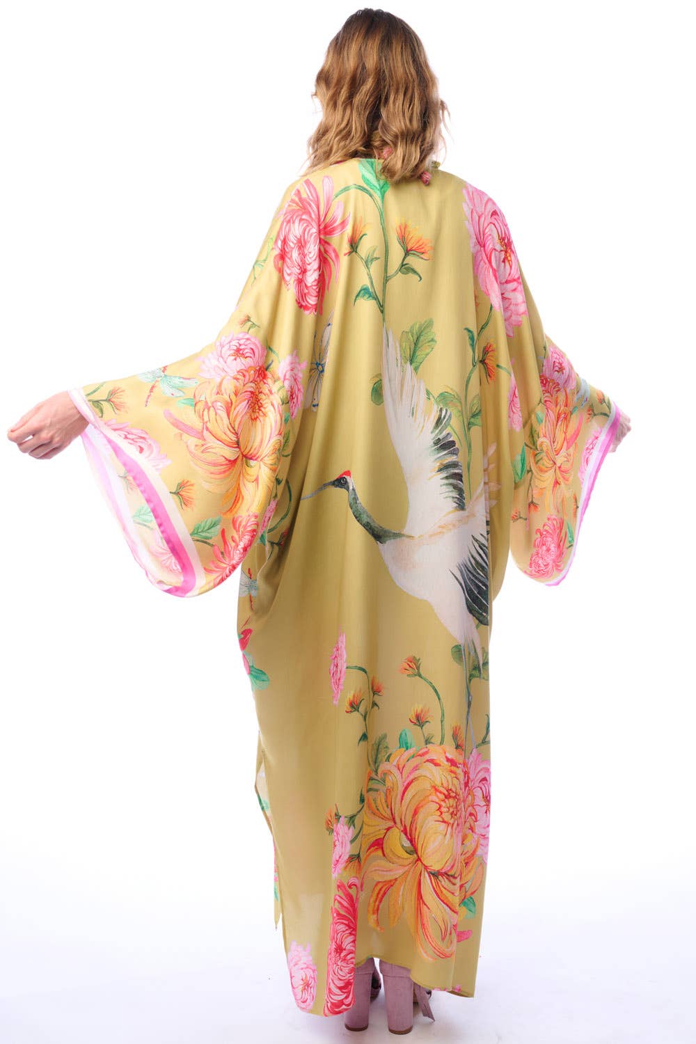 The Legend Of The Crane Maxi Kimono: Mustard / One Size