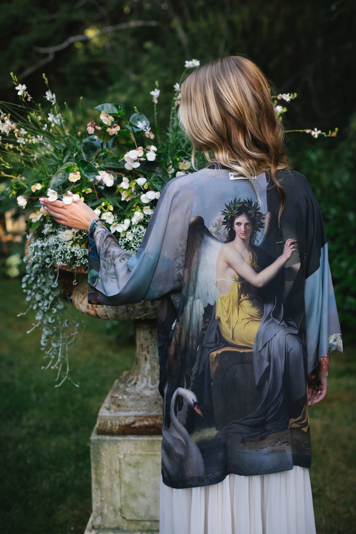 Reverie Matinée Duster Bamboo Kimono w/ Muses, mid-length