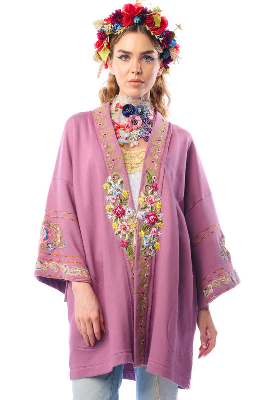 Juliette Embellished French Terry Kimono Jacket: Size Small to Medium