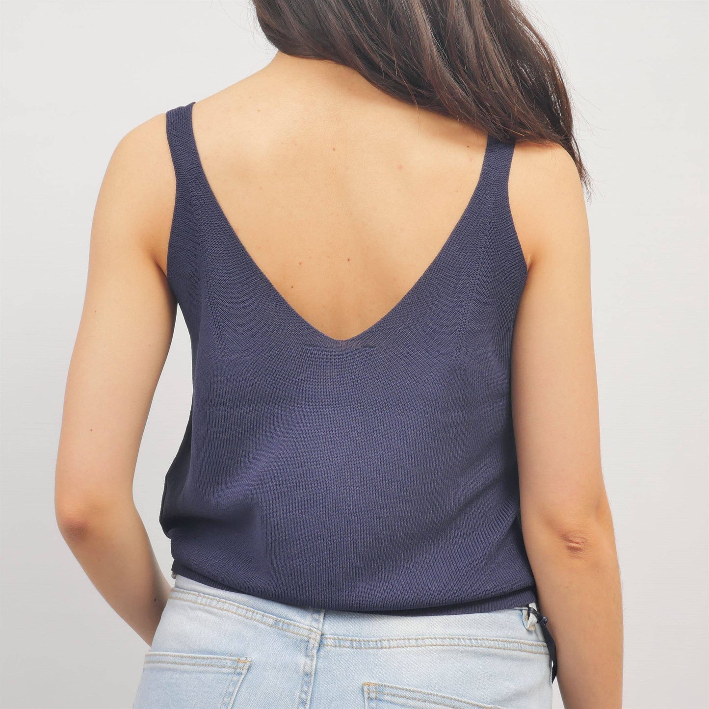 Ribbed tank top with mother-of-pearl buttons in Ice Pink- Size 10