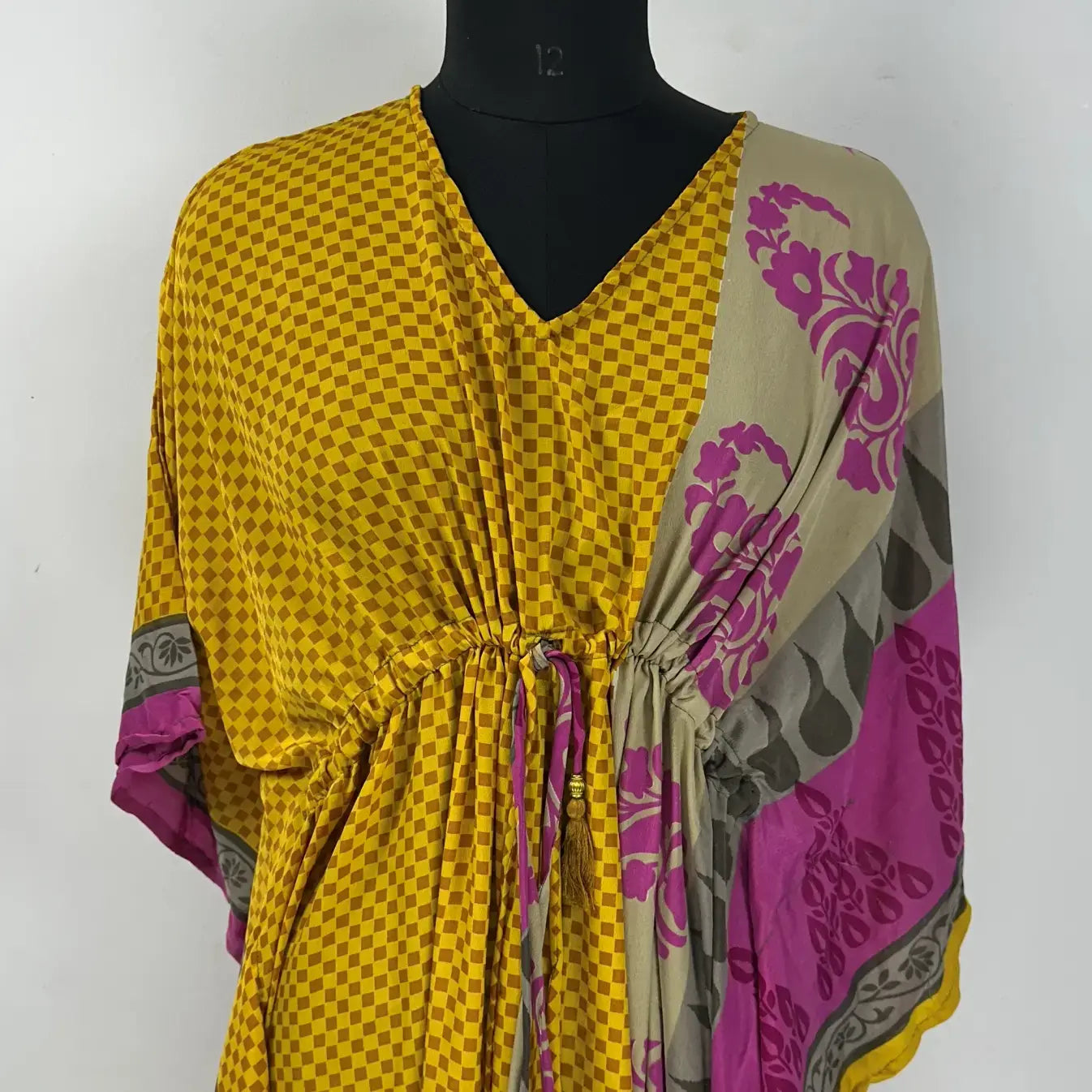 Recycle Sari Short Kaftan Resort Wear Caftan Beach Cover Up