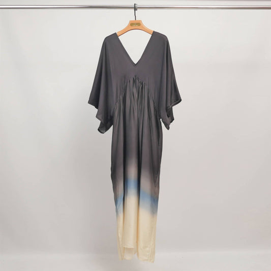 Italian Viscose Ombre Dyed V-Neck Dress