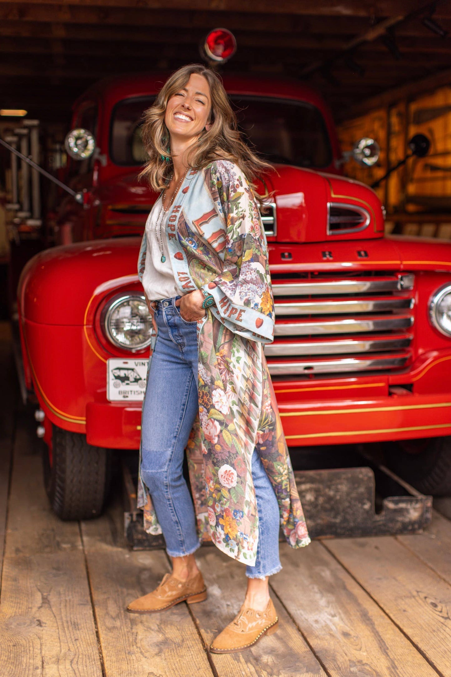 Love Language Opera Duster Kimono Robe w/ Faith, Hope