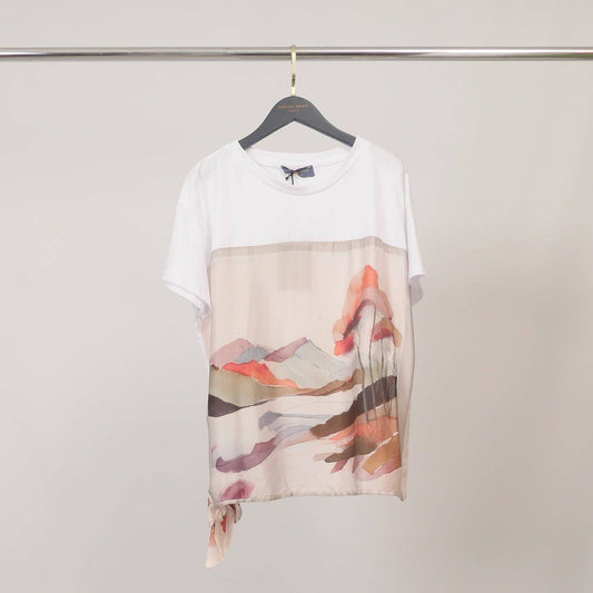 Landscape Print Cotton T‑shirt -One size (8 to 12)