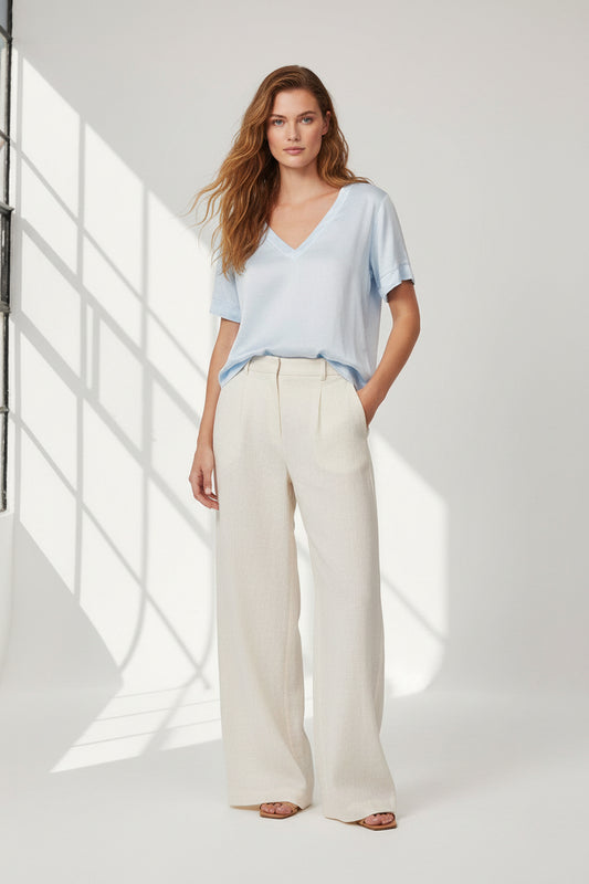 V-neck top in Sky Blue- One Size