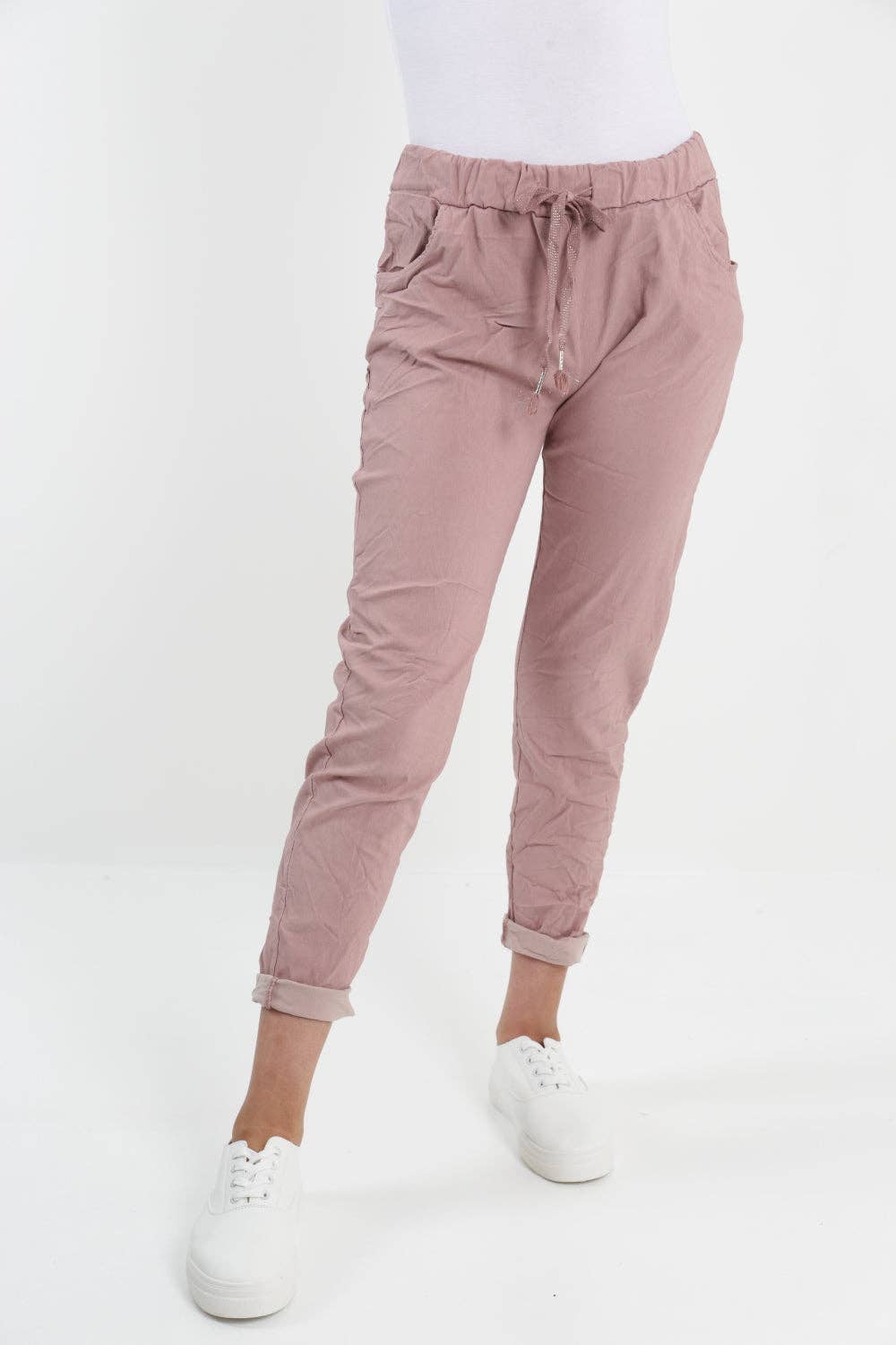 Italian Stretch Pants: Dusky Pink / One Size (10-14)