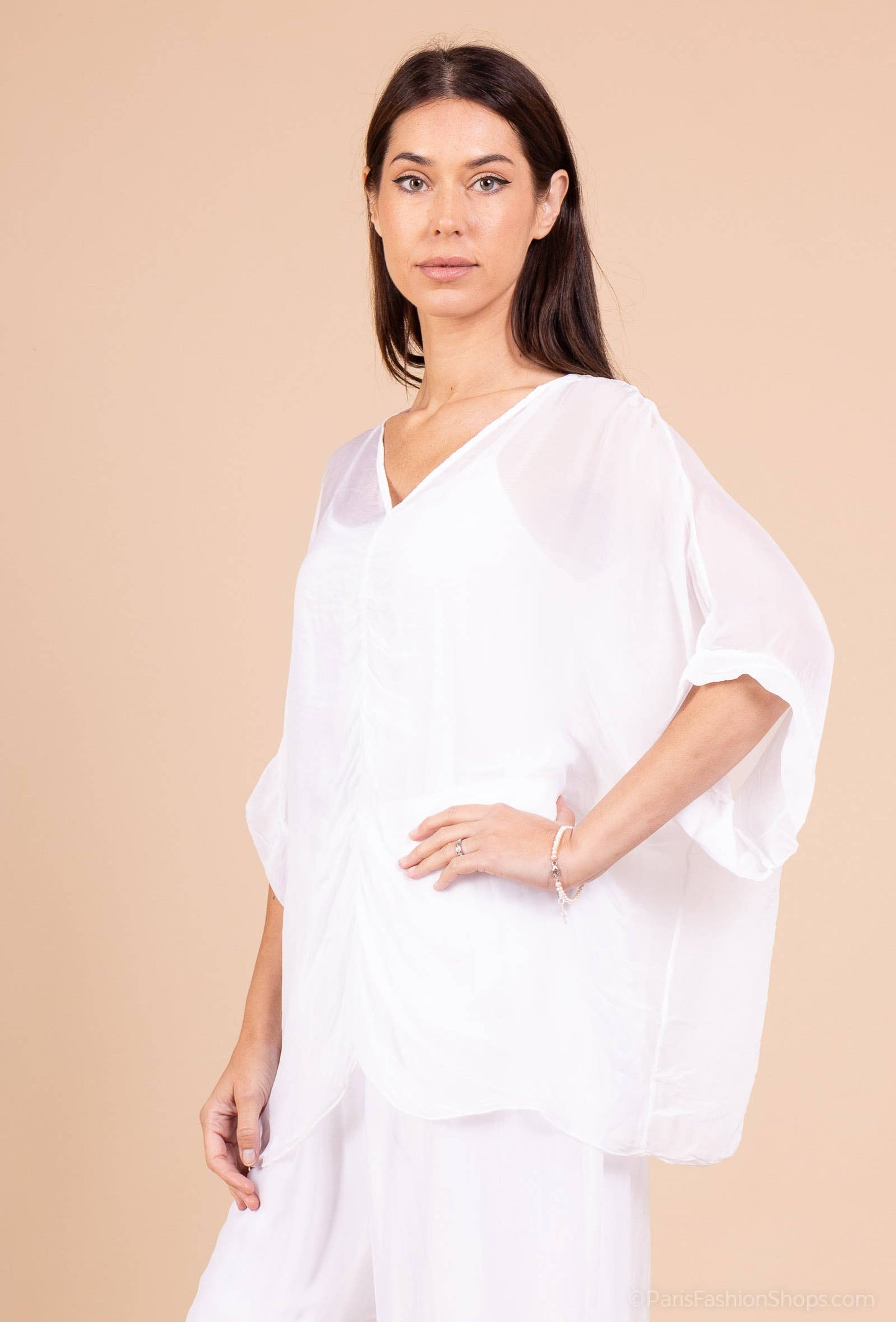 Silk Top: White- One size-S to M