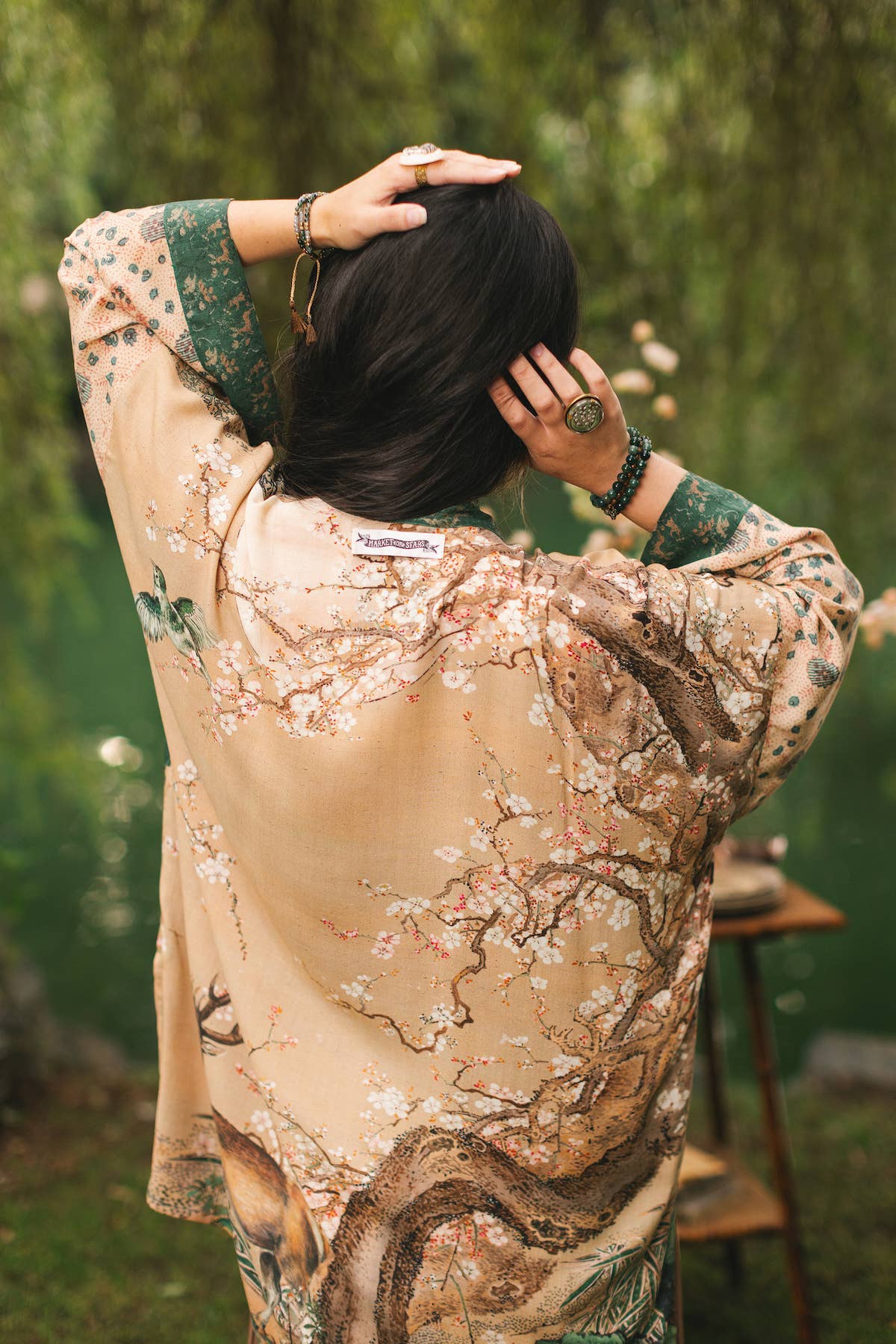 Fable Matinée Duster Kimono w/Blossoms, mid-length