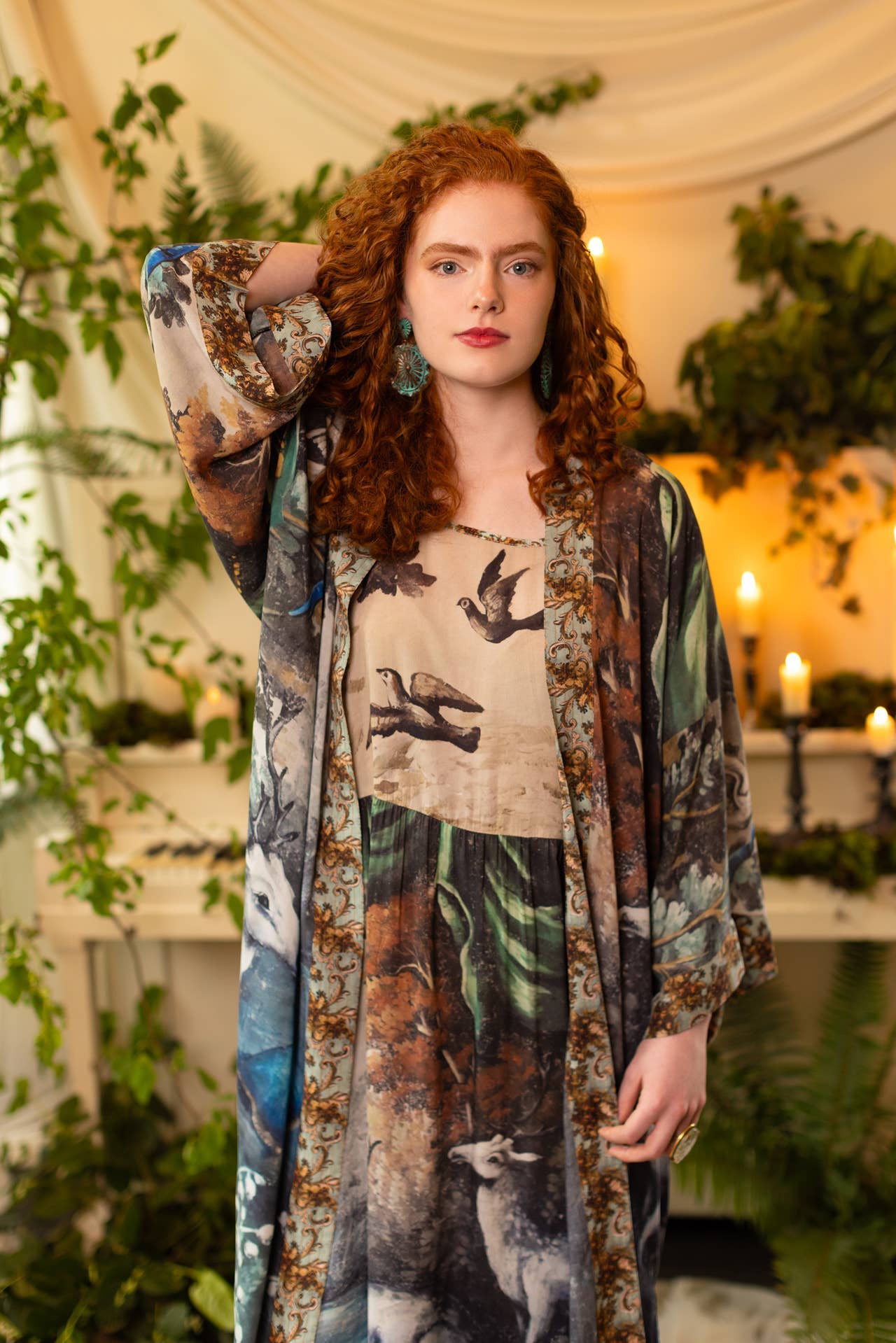 Theatre of Dreams Bohéme Long Maxi Slip Dress with Deer: S/M (fits approx. size 8-10)