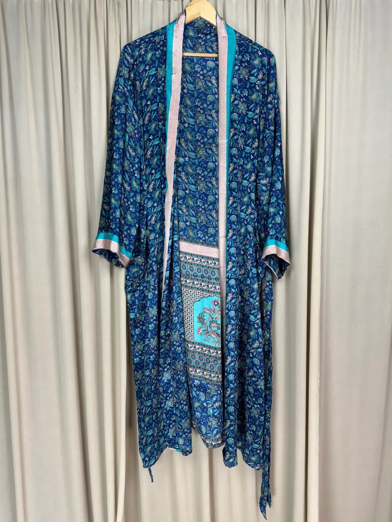 Recycle Silk Women Kimono Boho House Robe Beach Spa Cover up
