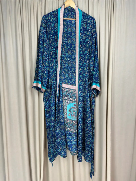 Recycle Silk Women Kimono Boho House Robe Beach Spa Cover up
