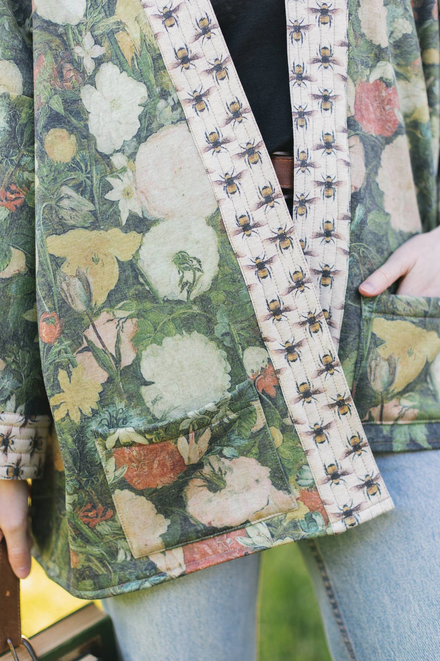 I Dream in Flowers Fleece Cottage Cardigan Kimono Jacket- One size