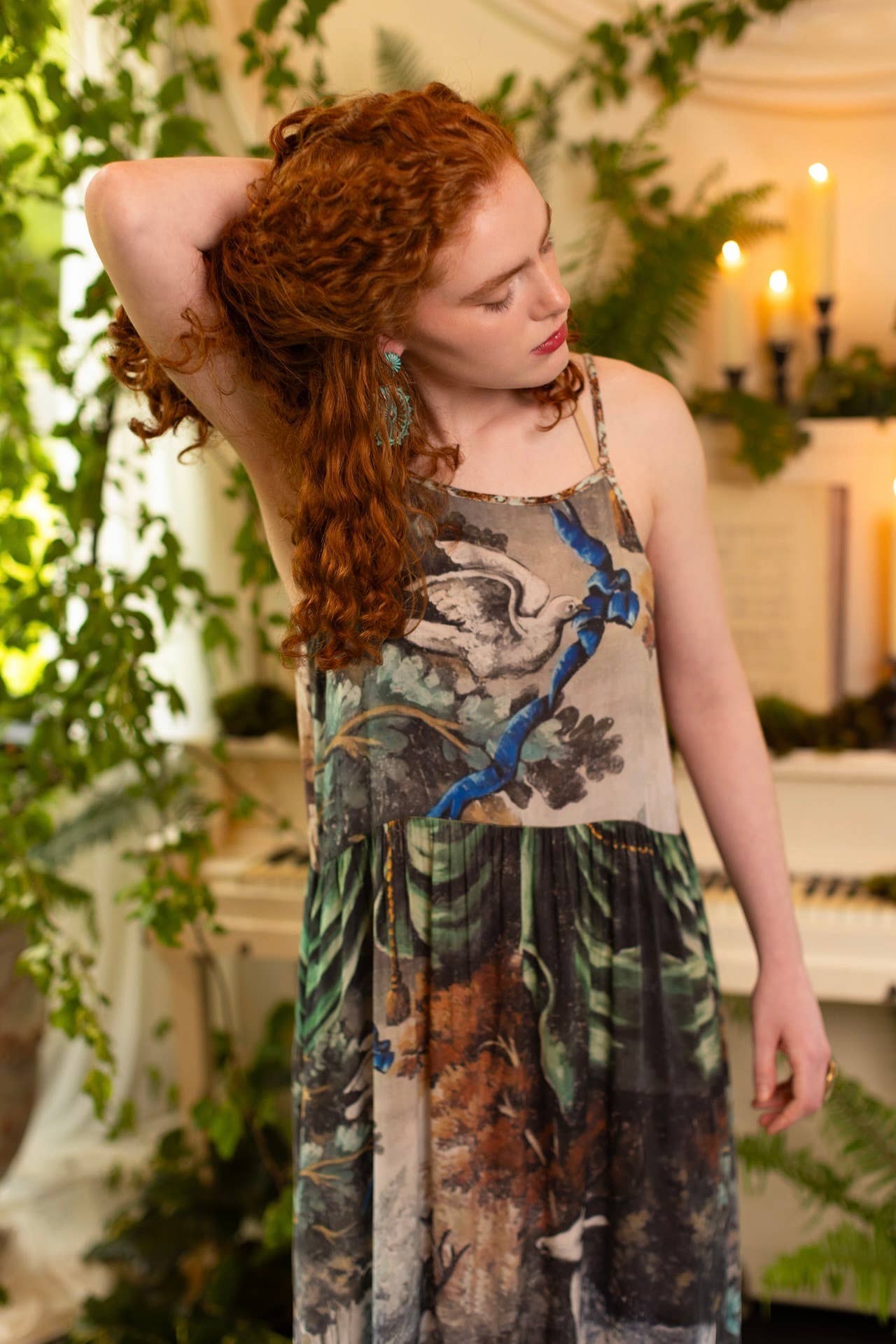 Theatre of Dreams Bohéme Long Maxi Slip Dress with Deer: S/M (fits approx. size 8-10)
